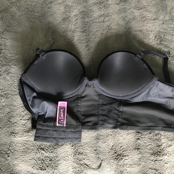 La SENZA Black Velvet Bustier Crop top Bra 32C/34B - Picture 6 of 8
